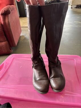 Women's Tall Riding Boots in Dark Brown Wide Fit